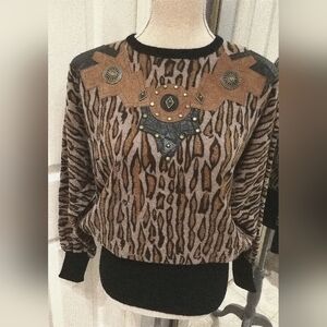 Italian Leopard print wool sweater S